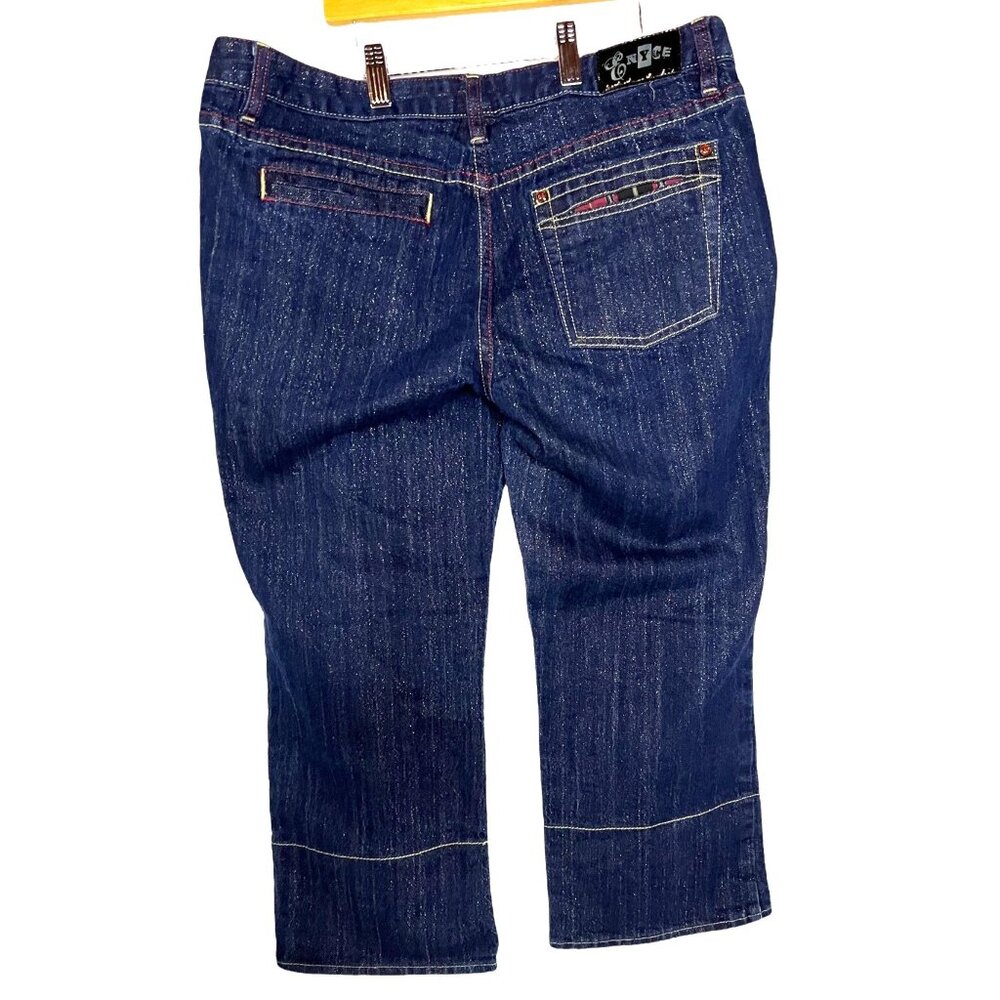 Vintage Enyce Womens Denim Capri Jeans Size 13 With Colorful Stitch Details - Picture 2 of 4